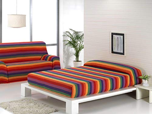 Energy Colors Textil Hogar - Bahia - Colcha Multiusos Cama Sofá Plaid Fabricado España (Rayas Multicolor, 220_x_260_cm)