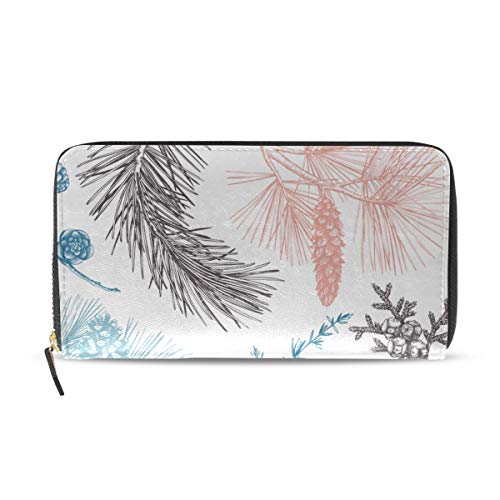 Enhusk Conifers Spring Tree Long Passport Clutch Monederos Con Cremallera Monedero Bolso Bolso Organizador de Dinero Titular de la Tarjeta de Crédito Para Dama Mujer Chica Hombre Regalo de Viaje