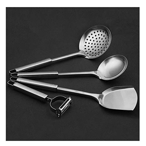 Espátula de Cocina Utensilios de cocina Set - Gadgets de cocina de acero inoxidable Espátula de 5 piezas, herramientas de la cocina del conjunto elegante con los ganchos del estante Turner Espátula