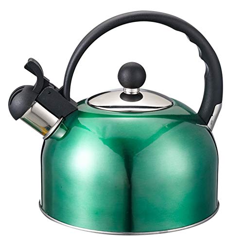 Estufa Chaleira Whistling Kettle for el gas de la botella de 2,2 litros Caldera de acero inoxidable silbato caldera de té de agua RU (Color : Green)