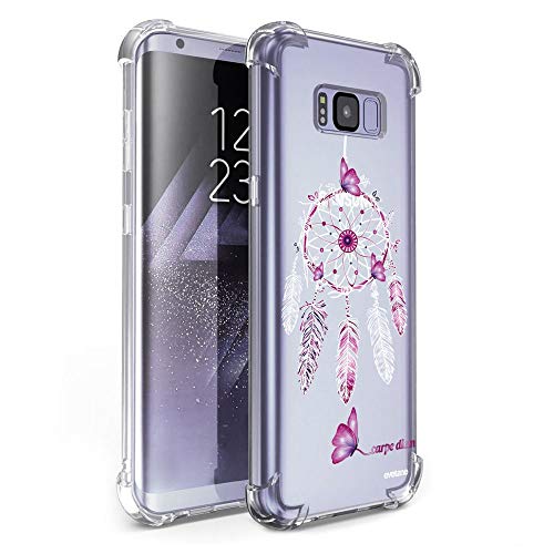 Evetane 80126 - Carcasa para Samsung Galaxy S8 (Silicona, Esquinas antigolpes, protección Completa, Resistente, Transparente), diseño de Carpa Diem