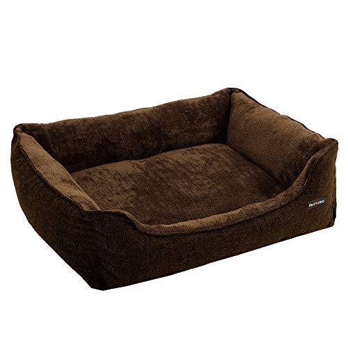 FEANDREA Cama para Perros, Sofá para Perros, Cesta para Perro Desmontable y Lavable a Máquina, Marrón, 90 x 75 x 25 cm PGW11CC