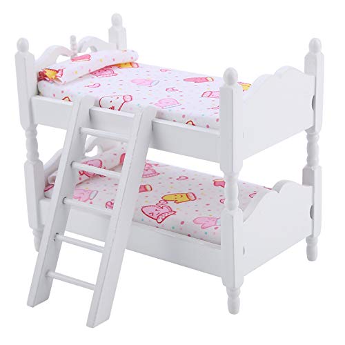 Felenny Literas para Muñecas Casa de Juguetes Mini Muebles de Doble Capa Modelo de Dormitorio para Niños Accesorios de Juguete Adecuados para Casa de Muñecas 1/12