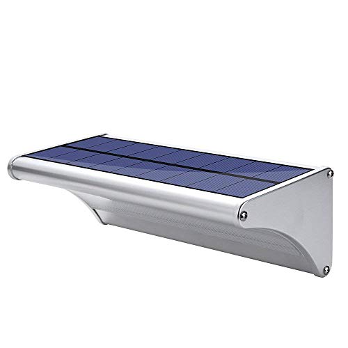 FELiCON Lámpara solar de Pared Para Exteriores LED Inalámbrica Recargable e Impermeable Carcasa de Aleación de Aluminio 360 ° Sensor de Movimiento de Radar Luz Para Escalones Patio Jardín (48LED)