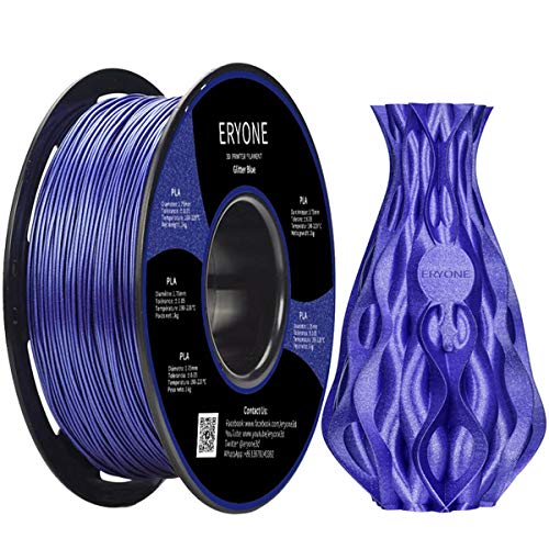 Filamento PLA 1.75 mm Azul Brillante, Azul Brillo, ERYONE Filamento PLA para Impresora 3D y Lápiz 3D, 1KG, 1 Carrete