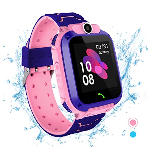 Fitfor Reloj Inteligente para Niños - IP67 Impermeable LBS Tracker Reloj de Pulsera a Prueba Smartwatch de del Teléfono SOS Llamada Chat de Voz Cámara de Alarma de 3-14 Años Regalo Vumpleaños