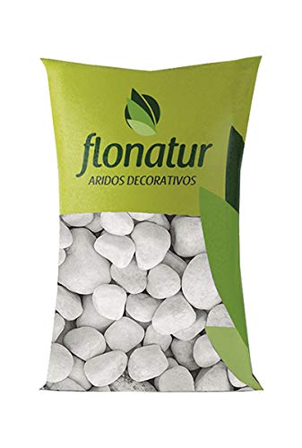 flonatur. Piedra mármol Canto rodado Blanco Saco de 25Kg, Piedra Decorativa para Jardin o Espacios Exteriores. (25/40)