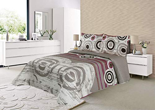 Foren Tex Colcha Boutí Reversible Termo Estampada,L-2683, 1 Colcha 235x260 cm + 2 Funda Cojines 50x70 cm (Cama 135/235x260cm)