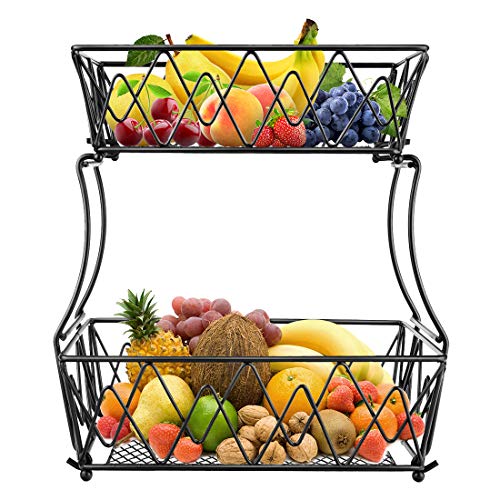 Chefarone frutero de 2 pisos - Cesta de frutas metálica para mostrador y  organizador cocina – Fruteros de