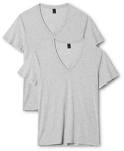 G-STAR RAW Base V T S/s 2-Pack Camiseta, Gris (Grey Htr 906), M para Hombre