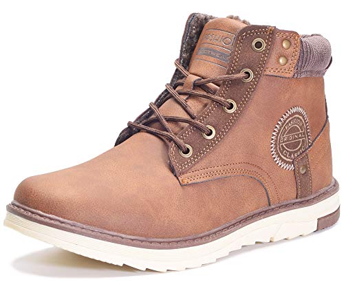 Gaatpot Hombre Botas de Nieve Cálidas y Cómodas Zapatos de Invierno Fur Forro Aire Libre Zapatillas de Deporte Botas de Nieve Senderismo Marrón 41EU