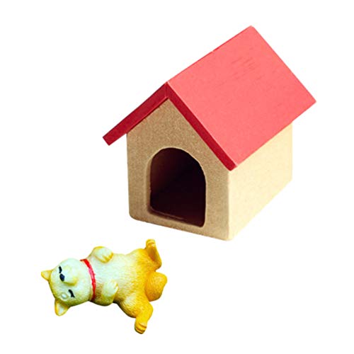 Gadpiparty Adorno de Perro de Juguete Y Caseta de Perro Figuritas de Perro en Miniatura para Casa de Muñecas Regalos con Temática de Perro