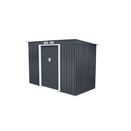 GARDIUN KIS12994 - Caseta Metálica Reading 3,16 m² Exterior 121x261x176 cm Acero Galvanizado Gris Antracita