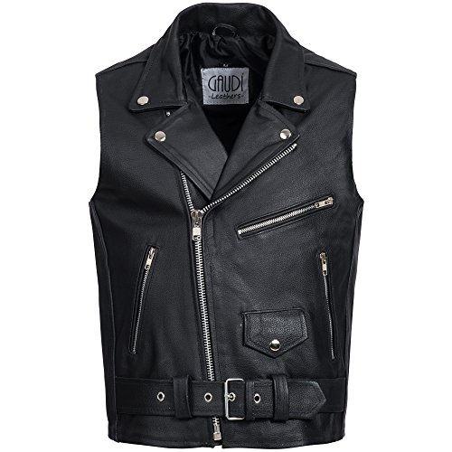 Gaudi-Leathers Chaleco de cuero para hombre Moto o Motocicleta biker Moto Brando style 4XL