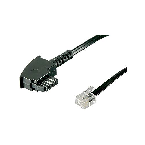 Goobay 68535 Cable telefónico 3 m Negro - Cable para teléfonos fijos (3 m, TAE-F, RJ11, Negro, Macho/Macho)