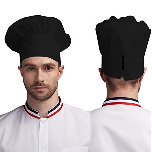 gorro de chef ajustable para adultos con elástico para cocinar, cocinar, cocinar, gorro de chef negro