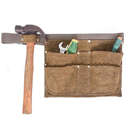 HAPPYX Herramientas de Jardinería Bolsas para Cinturón Correa de Cintura Ajustable Bolsa de Trabajo Profesional Resistente, 6 Bolsillos