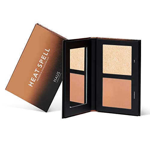 Haus Laboratories by Lady Gaga, HEAT SPELL BRONZER y HIGHLIGHTER DUO, Bronceador mate en polvo e iluminador disponibles en varias paletas, brillo difuminable, vegano, no testado en animales, 0.38 oz