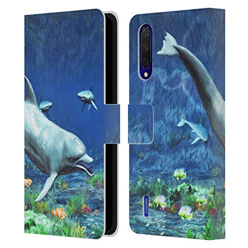 Head Case Designs Oficial Simone Gatterwe Bajo el Agua Delfines Carcasa de Cuero Tipo Libro Compatible con Xiaomi Mi 9 Lite