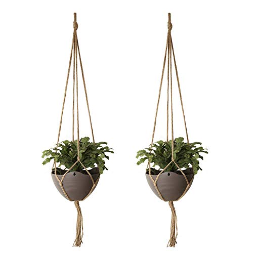 HEOCAKR Colgante de Plantas, 2 Pcs Colgador para Plantas para Macetas de Interior y Exterior, Hecho a Mano, Cuerda de Cáñamo, para Jardín Decoración de Pared En Casa