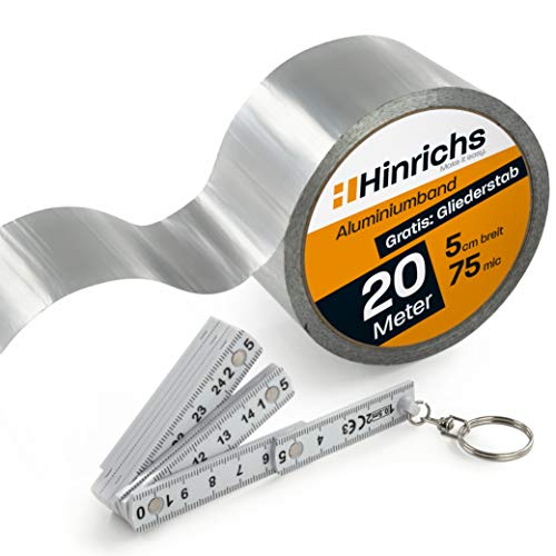 Hinrichs cinta aluminio adhesiva 20 m x 50 mm - Cinta aluminio Para reparar, aislar y sellar
