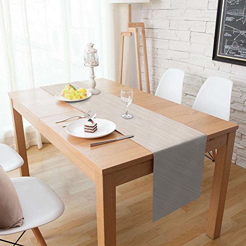 Homcomodar Camino de Mesa Lavable Camino de Mesa de Vinilo Tejido para Mesa de Cocina 30x180cm (Beige)