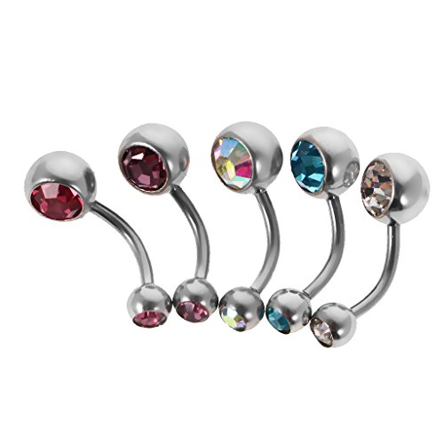 Homyl 5X Anillo Barra Barbell Extraíble de Cistal para Ombligo Vientre Piercing Joyería para Cuerpo