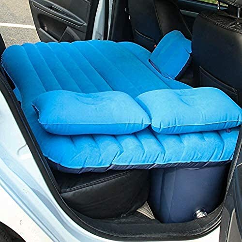 HongLianRiven Cama de Viaje Coche Inflable Cama del Torno Flocado Coche colchón Inflable Coche Cama de Viaje Medio Reposo en Cama Cama de niño 5-12 (Color : Blue)