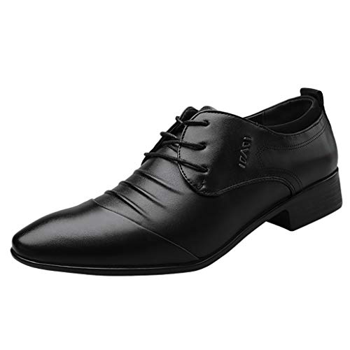 HoSayLike Zapatos De Cuero De Los Hombres Negocios Casual CóModo Ropa Formal Puntiagudo Ata para Arriba Zapatos De Traje Zapato De Boda Zapatos De Traje Masculino