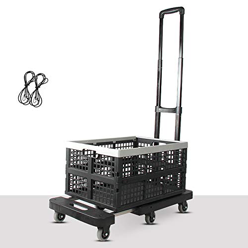 HXPH Camión de Seis Ruedas Plegable Camión Plano Camión Trolley portátil Carro móvil Transporte de Remolque con Bastidor (con Peso de 52 KG)