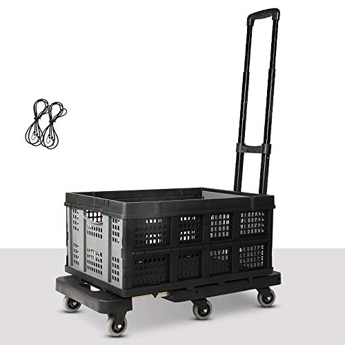 HXPH Camión de Seis Ruedas Plegable Camión Plano Camión Trolley portátil Carro móvil Transporte de Remolque con Bastidor (Peso de Carga 51KG)