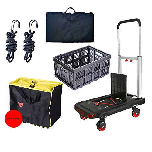 HXPH Carro móvil de mercancías para automóviles, aleación de Aluminio, plástico, Oficina portátil, Trolley para el hogar, almacén de manipulación silenciosa, Empuje Manual de Cama Plana