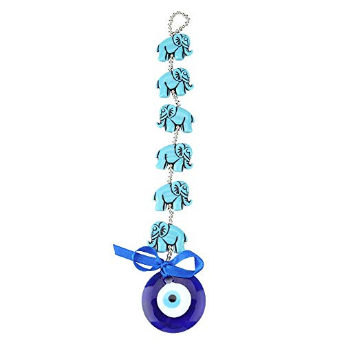 Hztyyier Turco Azul Perlas Mal de Ojo Adorno de Elefante Amuleto Delicado Cristal Azul Colgante casa Suerte protección Colgante de Pared decoración