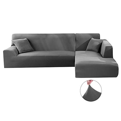 Iraza 2 Piezas Funda de Sofa Elástica Chaise Longue Brazo Largo Modelo Tunez Desde 190 a 300 cm (Gris, 190_x_230_cm)