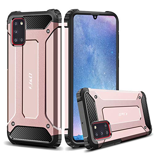 J&D Compatible para Samsung Galaxy A31 Funda, Protección Pesada [Armadura Delgada] [Doble Capa] Híbrida Resistente Funda Protectora y Robusta para Galaxy A31 - Rose Oro