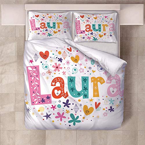 JKCloth Colchas de Estampada - Ropa de Cama de 3 Piezas - 1x Cubierta de la Colcha 140x200cm y 2 x Funda de Almohada 50x75cm - Lavable de Microfibra Suave y Cómodo Color de la fantasía