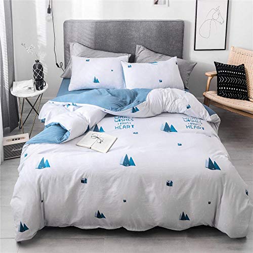 Juego de Ropa de Cama con Funda nórdica de Microfibra Diseño de Estilo Princesa de patrón de Colina Azul, Funda de Almohada de Colcha de Cama