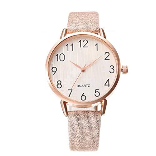 JZDH Relojes para Mujer Números árabes Relojes para Mujer Dial Simple Candy Color Color Banda de Cuero Reloj de Cuarzo Vestido Reloj Reloj Mujer Muñeca Relojes Decorativos Casuales para Niñas Damas