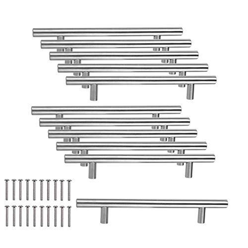 JZK 10 x Tiradores manijas en forma de T en acero Inoxidable 128 mm espacio de agujero para armario muebles puerta cajón cocina manijas