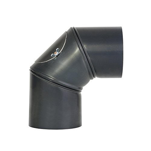 Kamino - Flam – Codo con puerta para chimenea o estufas de leña (Ø 120 mm/ángulo 90°C) Codo vitrificado, Codo de escape – resistente a altas temperaturas – gris