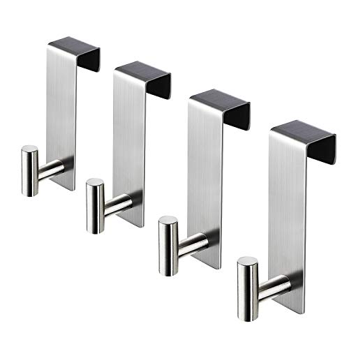 KEGII Gancho de Puerta de Acero Inoxidable - Perchero Puerta Baño y Cocina, Colgador Puerta 4 Piezas