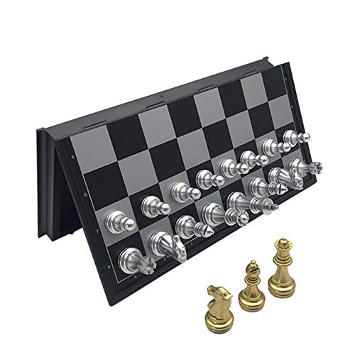 KJGHJ Juego De Ajedrez para Piezas De Juego De Ajedrez Tablero De Ajedrez Plato Plegable Plato De Oro Grande Plata De Ajedrez Magnético Conjunto