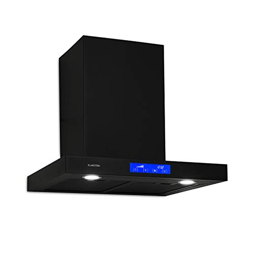 Klarstein Sabrina - extractor de humos, campana extractora de pared, clase A, extracción y ventilación, 575 m³/h, 3 intensidades, pantalla LCD, filtro de grasa, panel táctil, 60 cm, negro