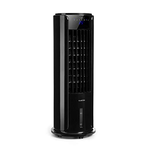 KLARSTEIN Skyscraper Horizon - Climatizador evaporativo 3 en 1: Enfriador de Aire, ventila y humidifica, 3 potencias, Panel de Control Touch, 60 W, Depósito Agua: 3,5 L, función oscilación, Grafito