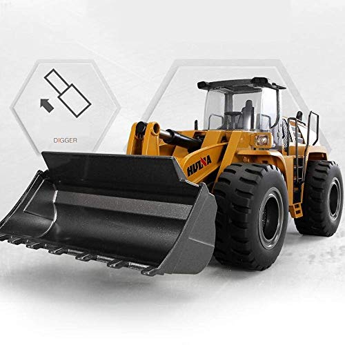 Knmbmg Aleación de control remoto inalámbrico Carretilla elevadora Hidráulica Bulldozer modelo de simulación de carga Camión multidireccional Conducción libre Luz LED Coche RC Perfecto for niños Niños