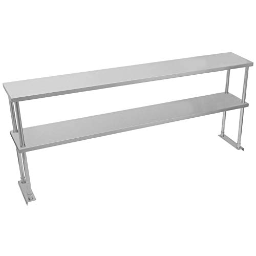 KuKoo Estante de Sobremesa de Cocina Comercial 180 cm de Acero Inoxidable Doble para Mesa de Preparación de 6 Pies Industrial 2 Niveles