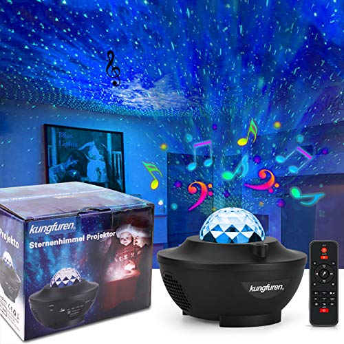 kungfuren - Proyector de cielo estrellado con nube de niebla LED, proyector LED, altavoz de música integrado, lámpara de cielo estrellado para fiestas, Navidad, Pascua, Halloween, niños y adultos