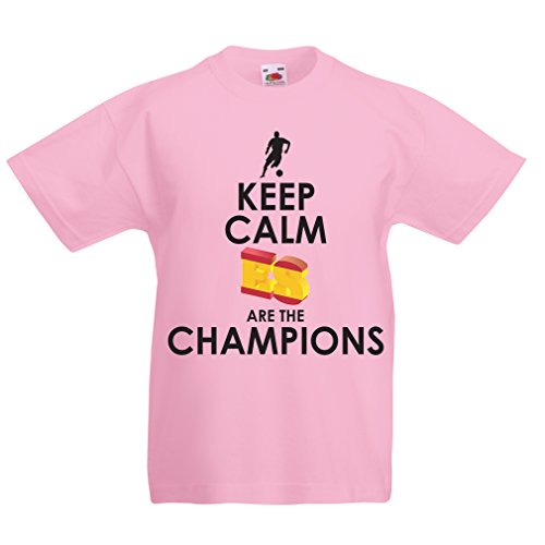 lepni.me Camiseta Niños/Niñas Españoles Son los campeones, Campeonato de Rusia 2018, Copa del Mundo - Equipo del fútbol de Camisa del admirador de España (1-2 Years Rosado Multicolor)