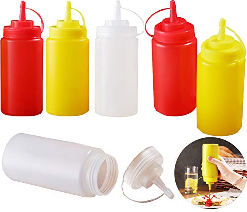 Liuer 6PCS Botella Dispensadora de Vinagre de Aceite 200ml/7oz Squeeze Condiment Botellas con Cap para Herramienta de Cocina Cocinar Preparación de ensaladas Cocinar Hornear Asar Parrilla