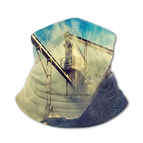 Lsjuee Máquina trituradora de piedra de roca Cantera de minería a cielo abierto Polvo de arena Seda de hielo Variedad Toalla de cara Cool Home Soft Fleece Headwear Cara Pesca Bandanas/Pasamontañas